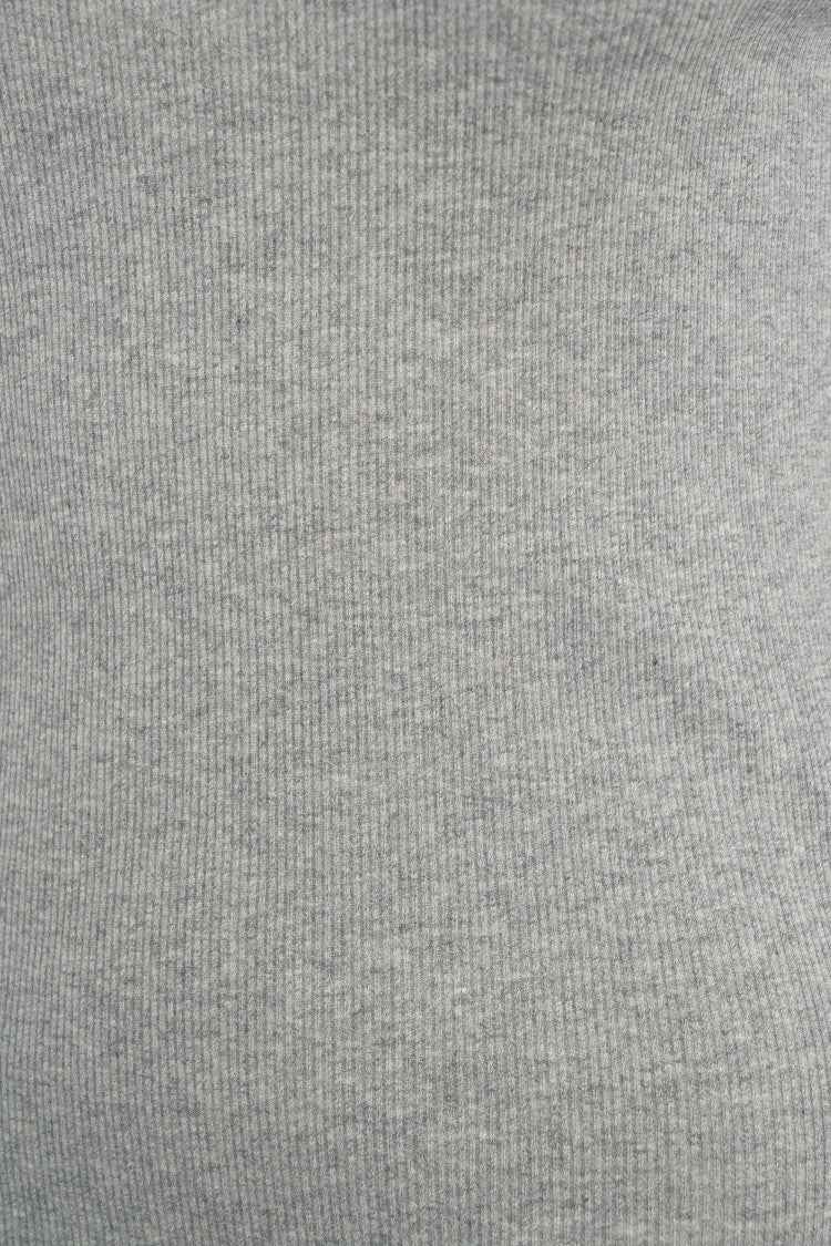 Closed Ribbed Long-Sleeve T-Shirt With Contrast Trim