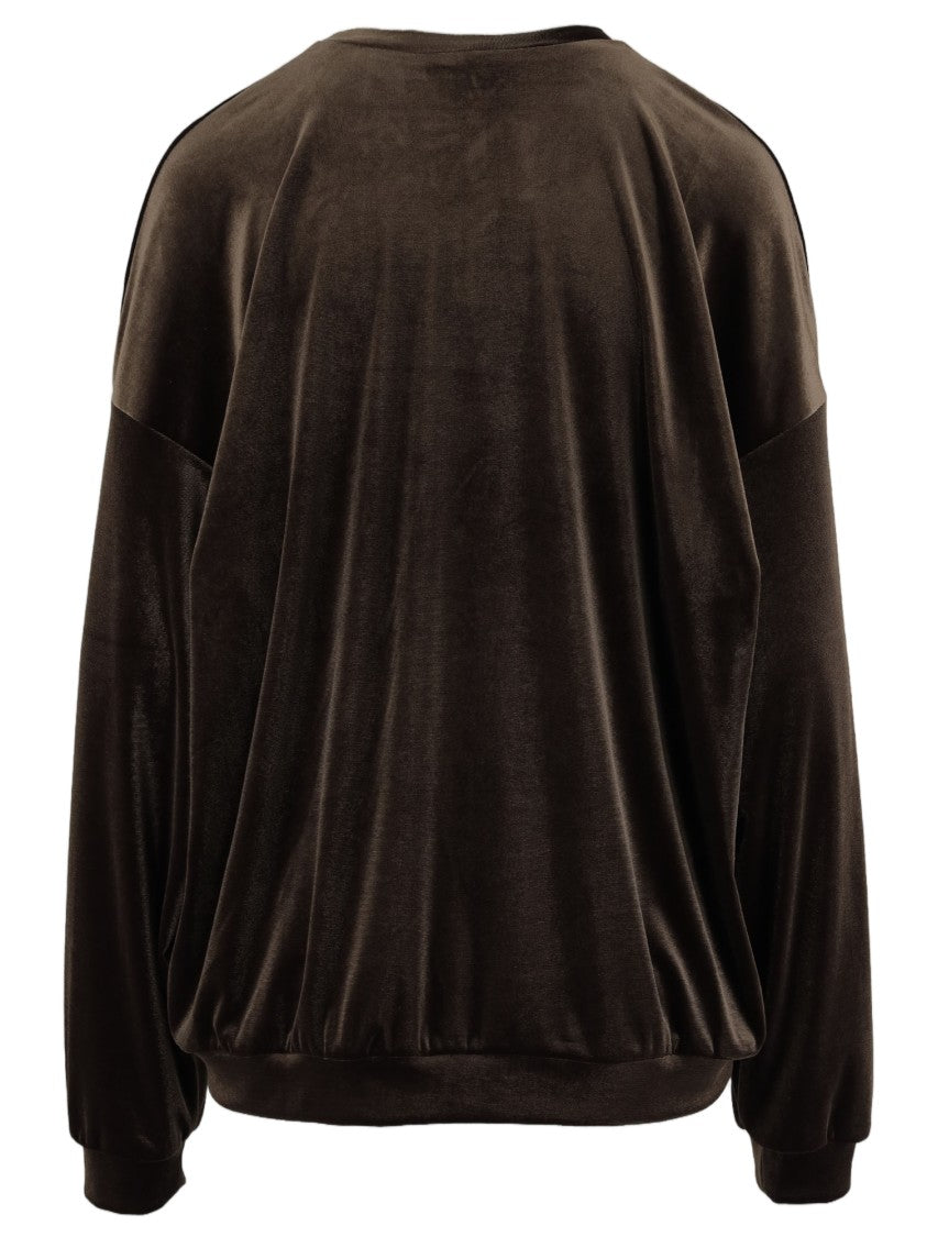 Don't @ Me Brown Velvet Finish Stretch Jersey Sweatshirt