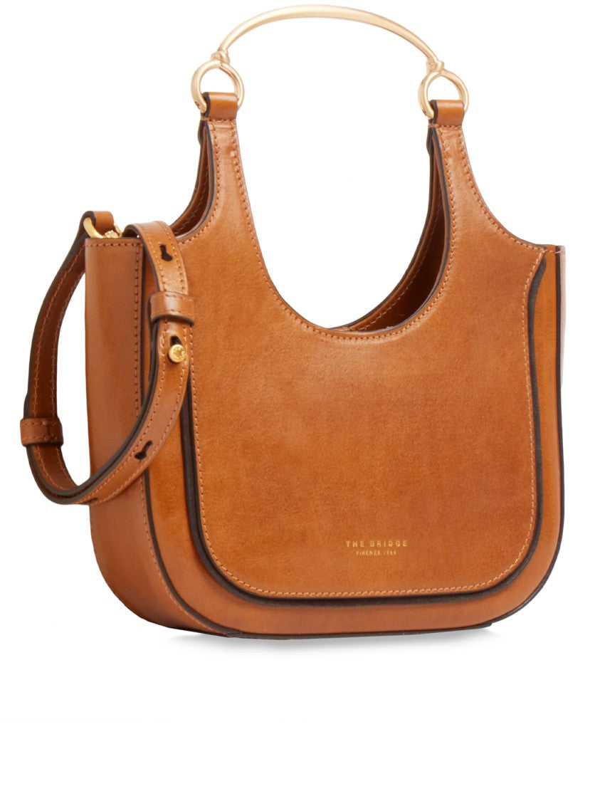 The Bridge Brown Baby Hobo Structured Leather Shoulder Bag