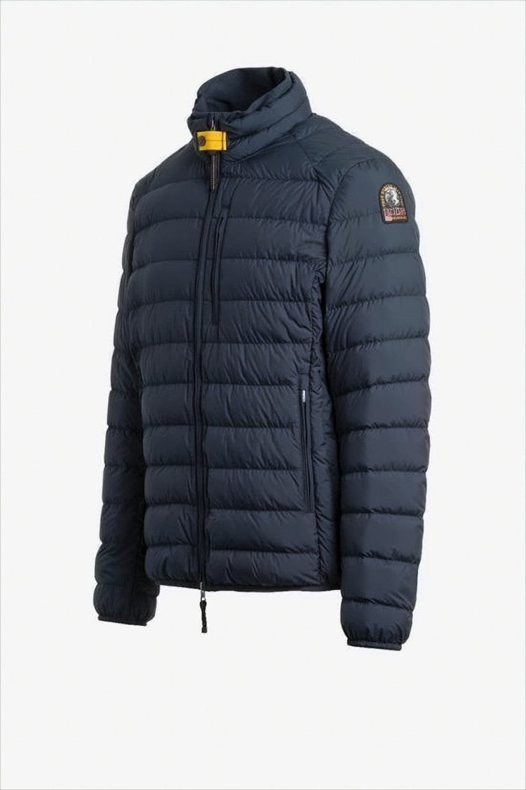 Parajumpers Quilted Blue Down Coat With High Collar And Chest Pocket