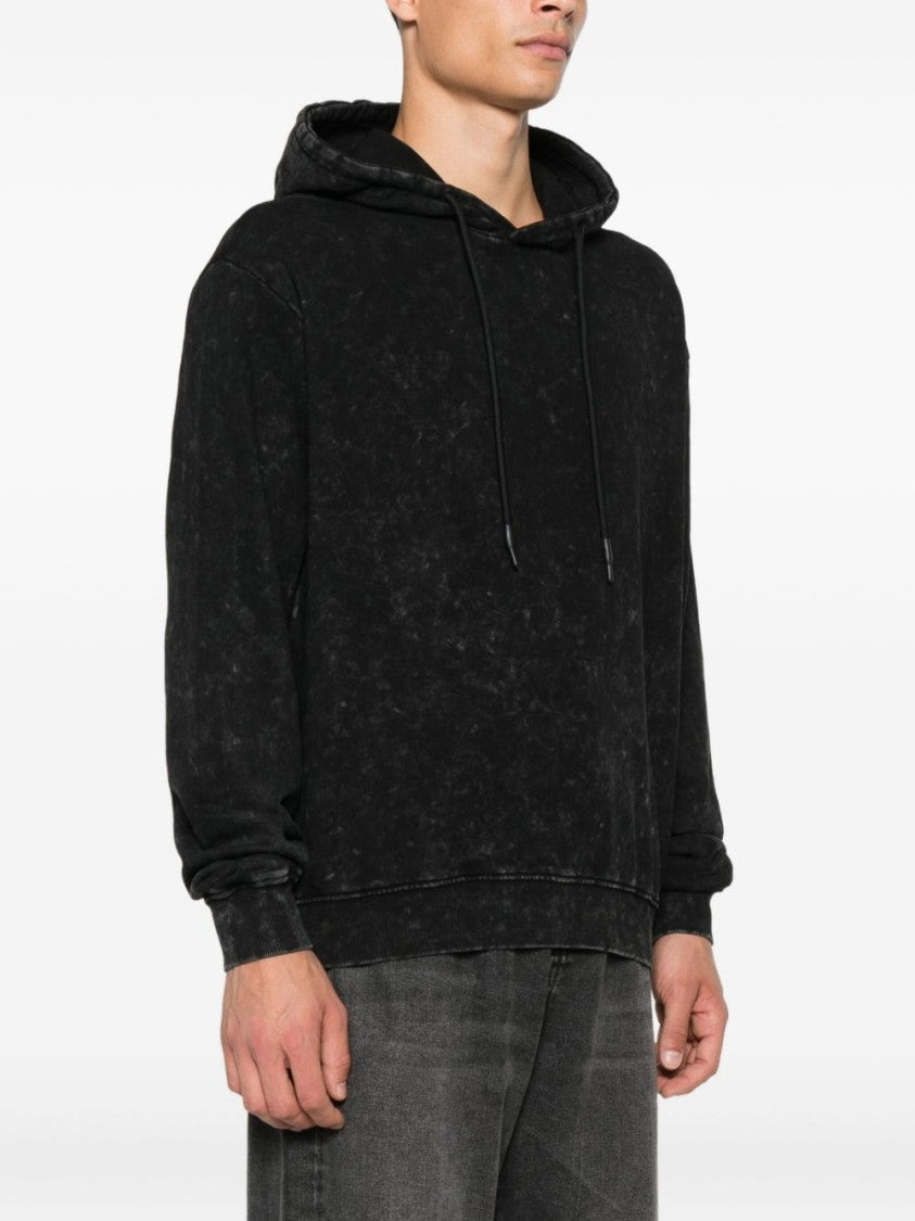 Richmond Relaxed Fit Black Acid Wash Hoodie