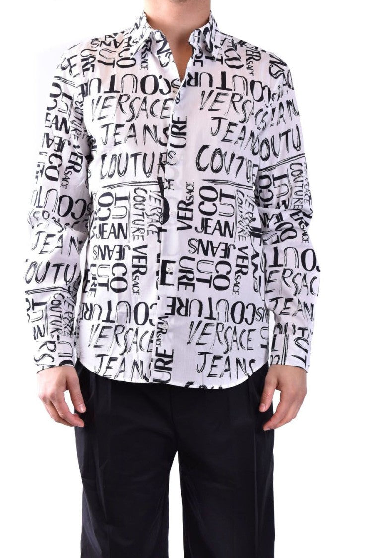 Versace Jeans Couture Baroque Print White Long-Sleeved Shirts