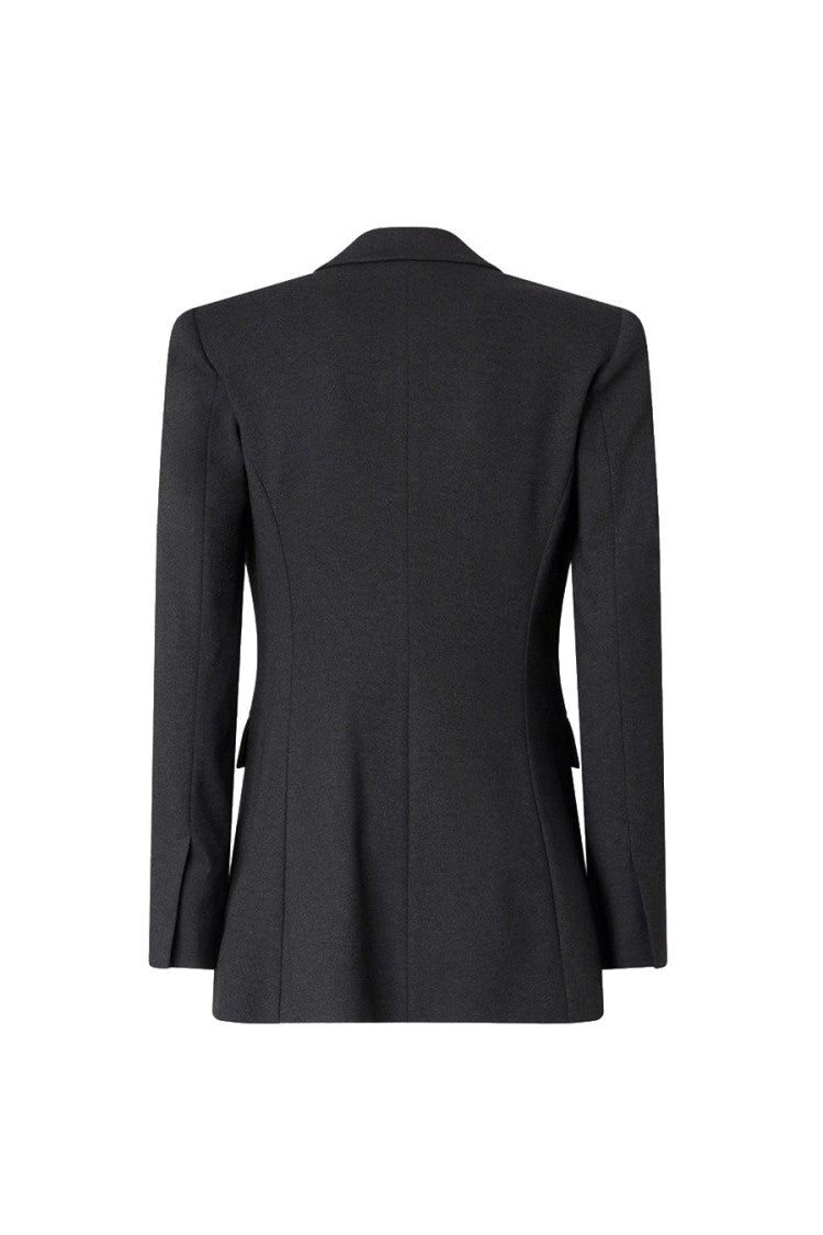 Pinko Grey Viscose-Nylon Blend Double-Breasted Blazer