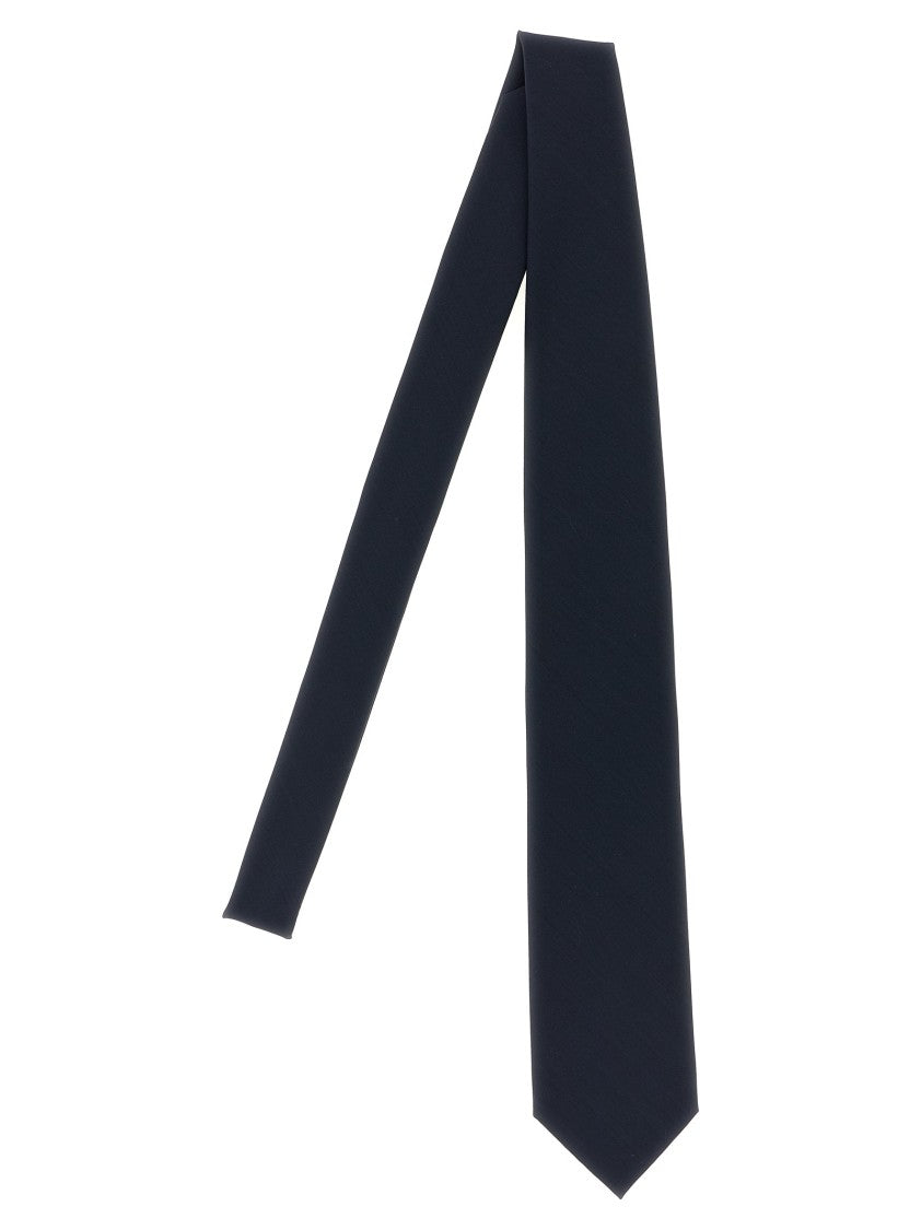 Brioni Deep Navy Silk Satin Tie With Classic Pointed Tip
