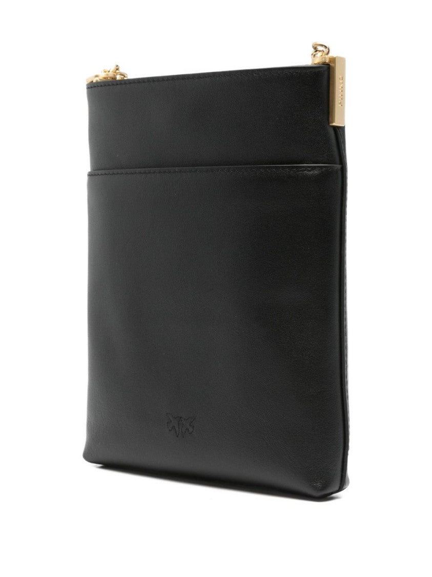 Pinko Rectangular Calfskin Clutch With Gold-Tone Chain