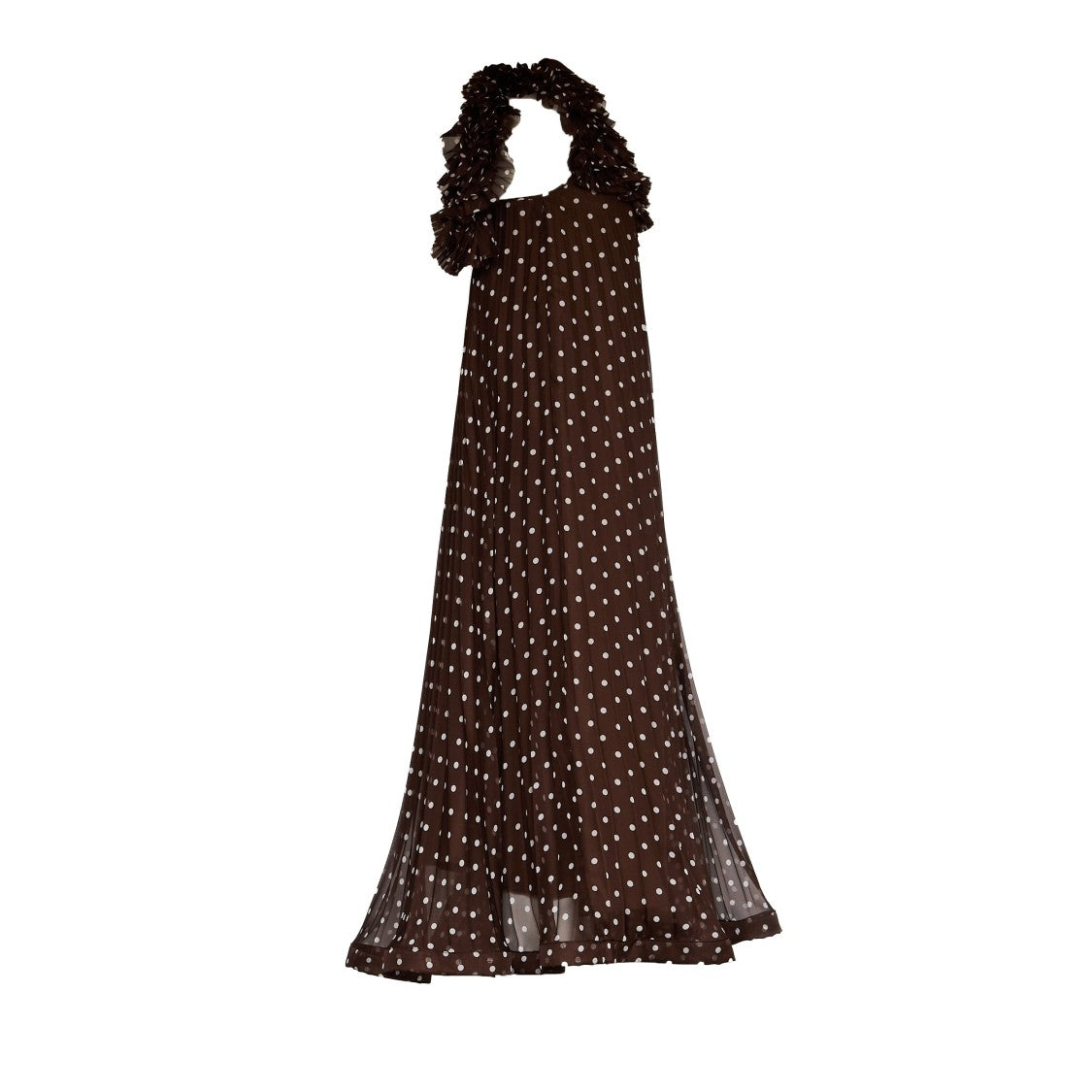 Parosh Pallina Polka Dot Asymmetric Chiffon Maxi Dress