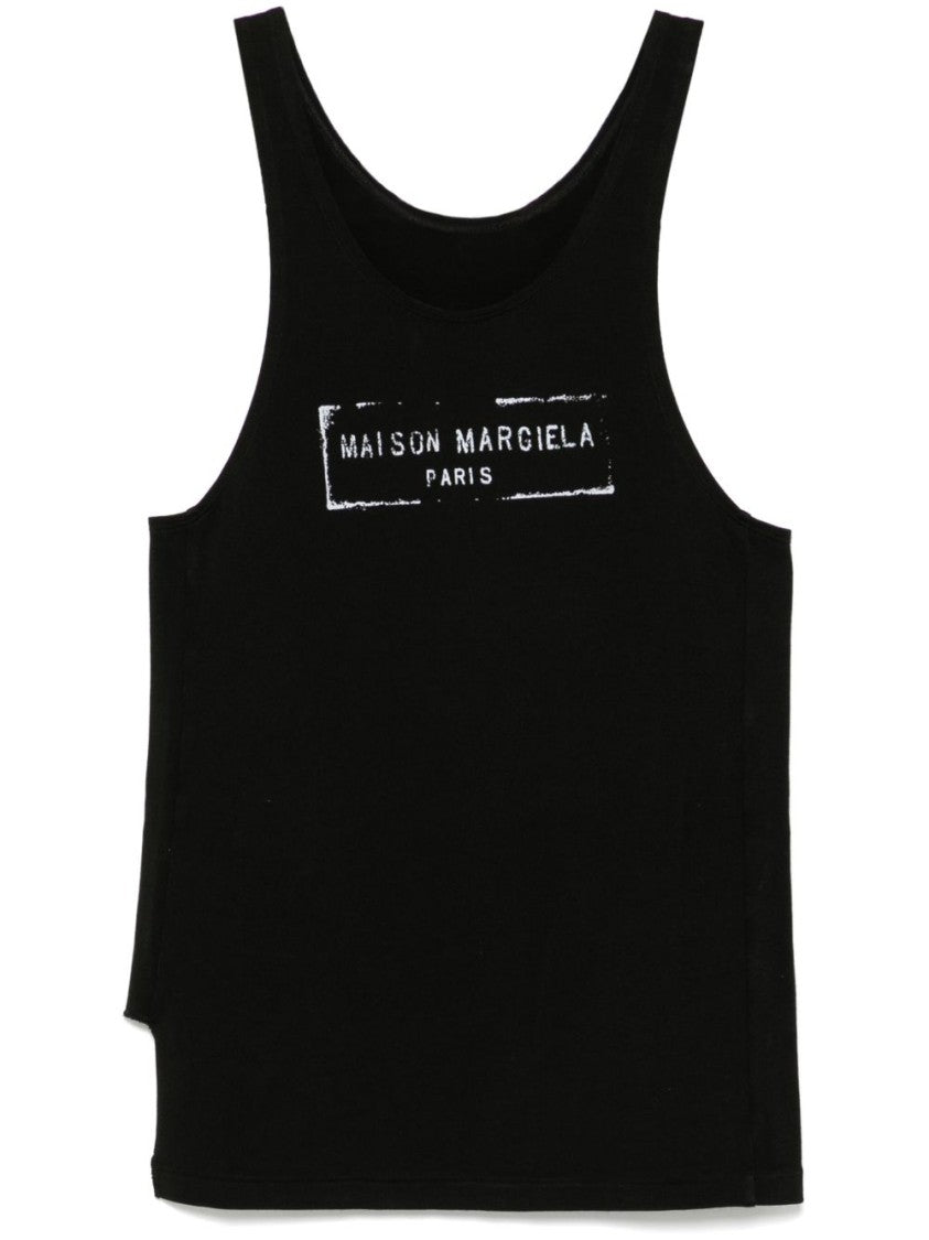 Maison Margiela Raw Cut Black Cotton Tank Top