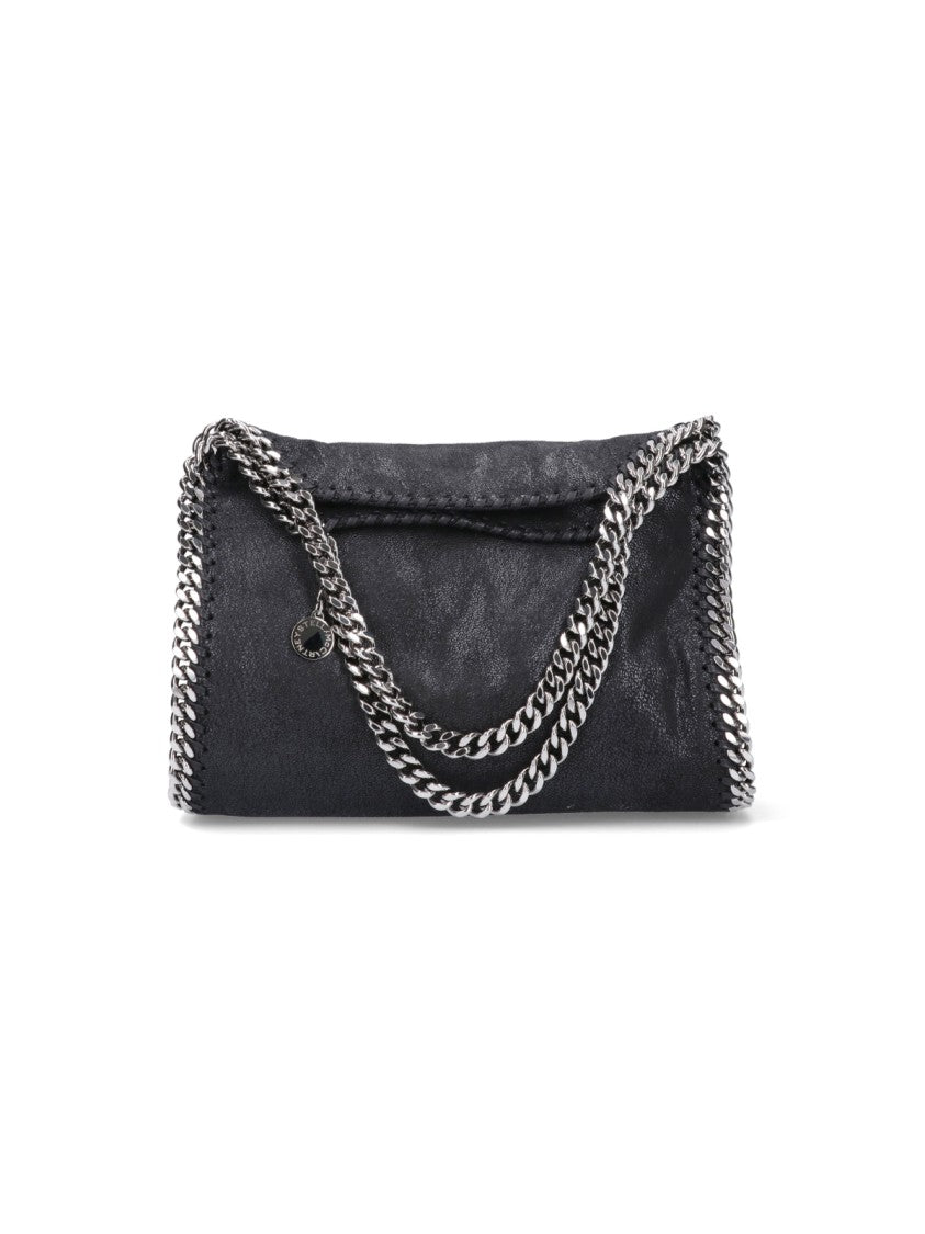 Stella Mccartney Textured Black Silver Chain Shoulder Bag