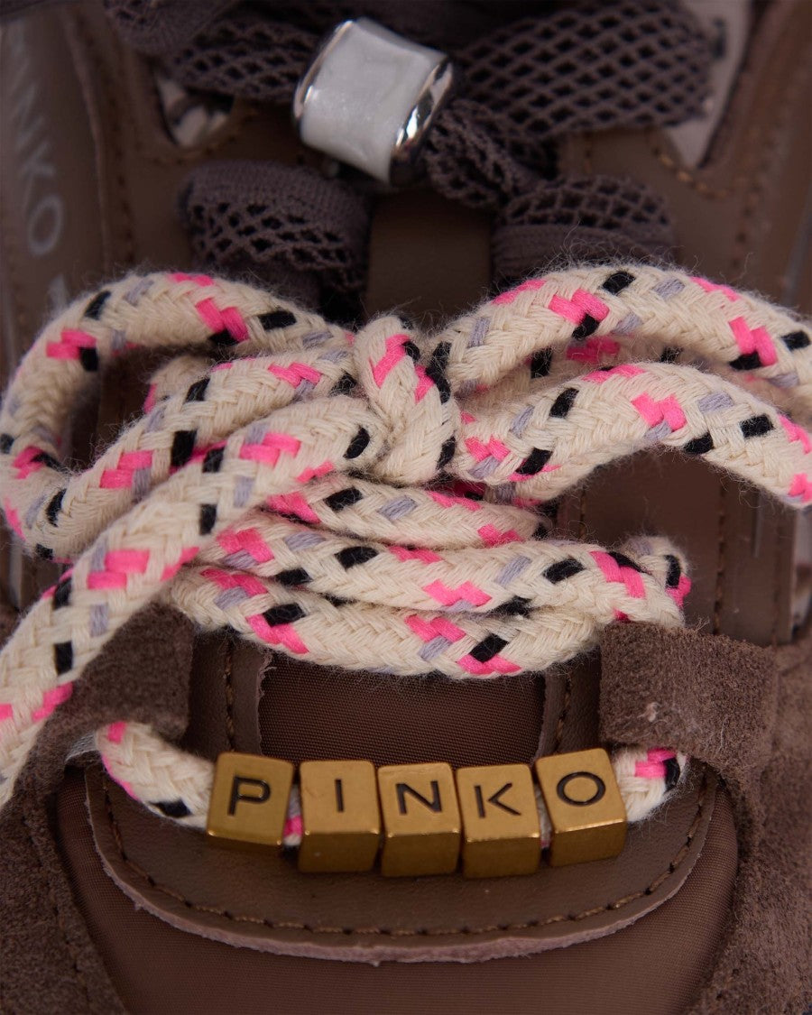 Pinko Nude Tone Sneakers With Metallic Charm