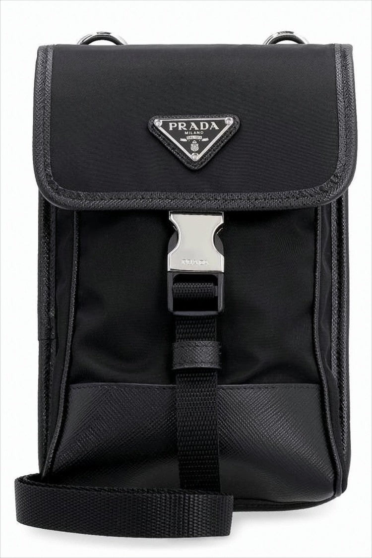 Prada Structured Black Crossbody Bag With Signature Logo Emblem