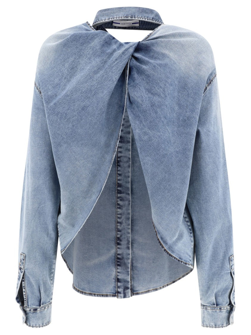 Jacob Cohen Light Blue Shirt With Unique Cut-Out