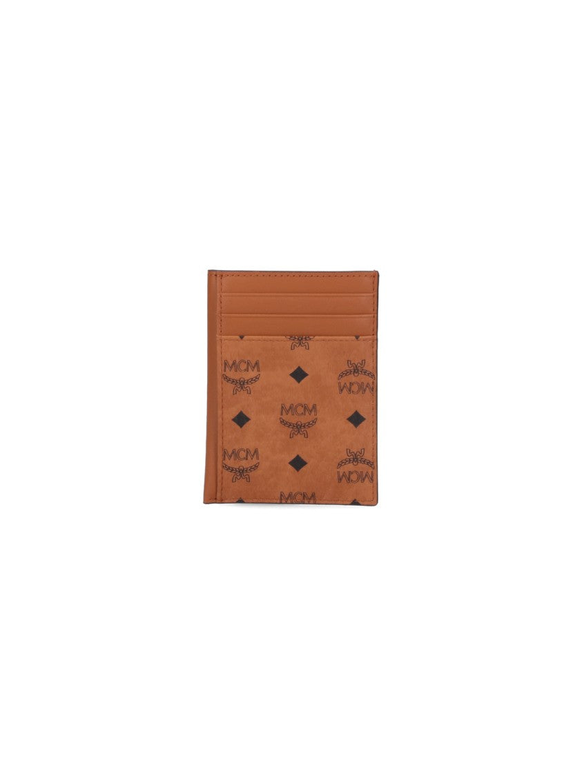Mcm "N/S" Vertical Card Holder, In Brown Visetos Eco-Leather