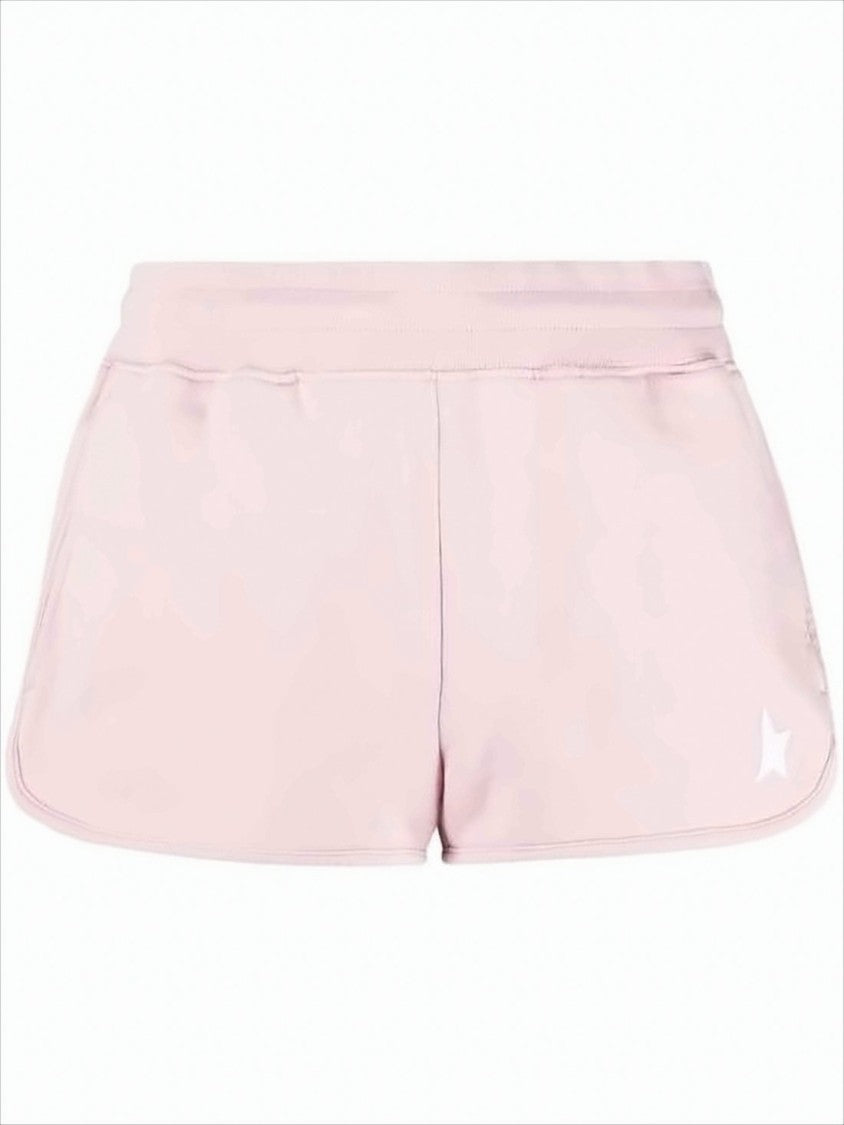 Golden Goose Pastel Pink Cotton Shorts With Ribbed Waistband And Side Pockets