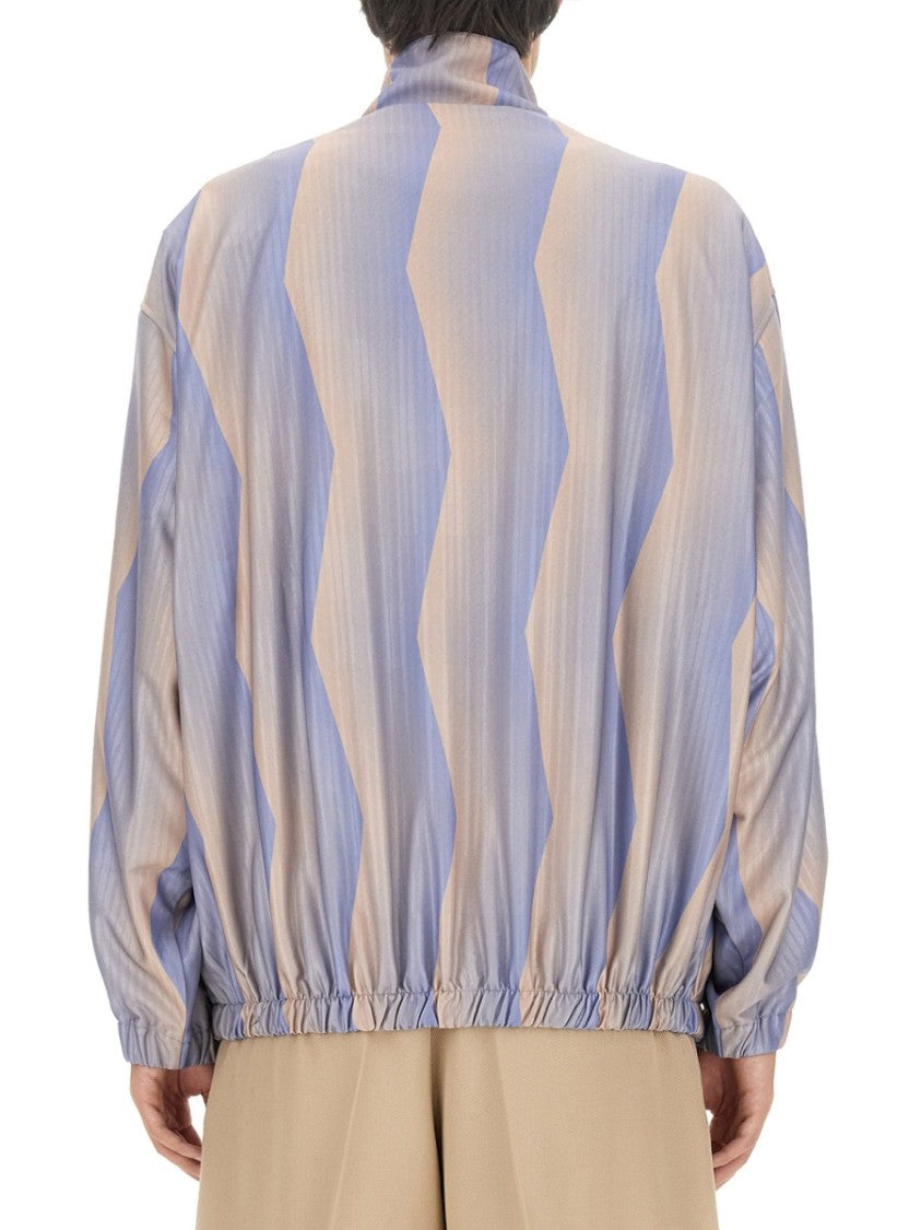 Acne Studios Zigzag Pattern Casual Jacket With Stand Collar