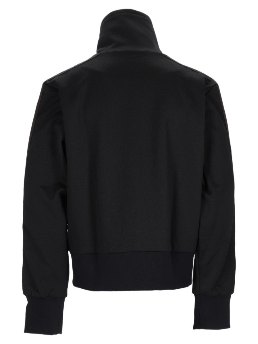 Wales Bonner Cropped Black Sports Jacket With High Collar And Diagonal Paneling