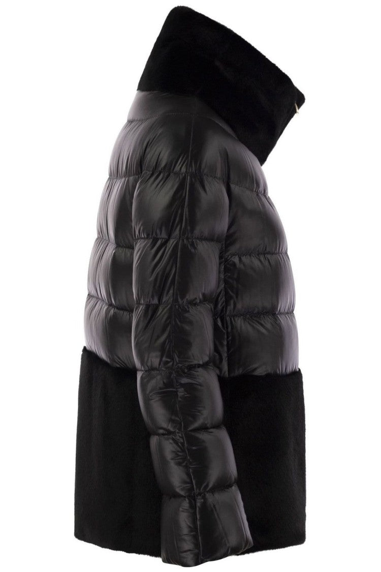 Herno Glossy Quilted And Plush Puffer Jacket