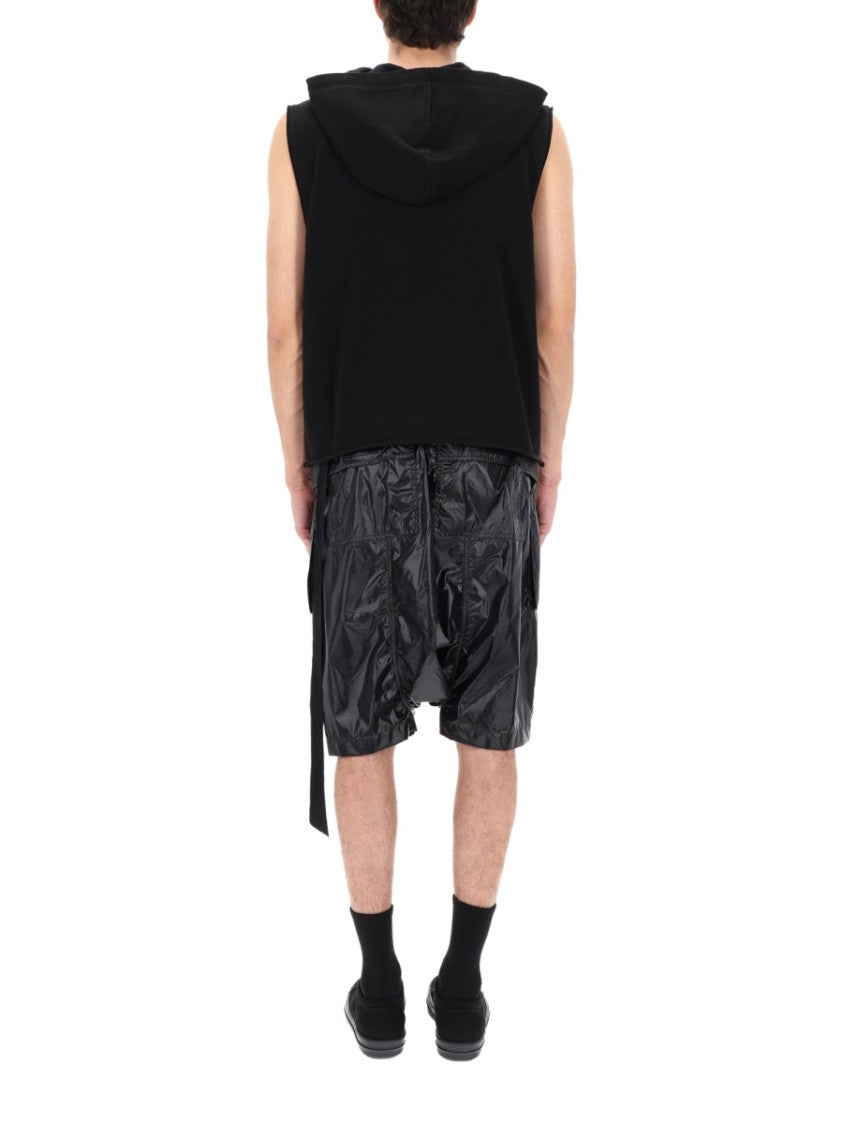 Drkshdw By Rick Owens Neutrals Hooded Cropped Asymmetrical Tunic