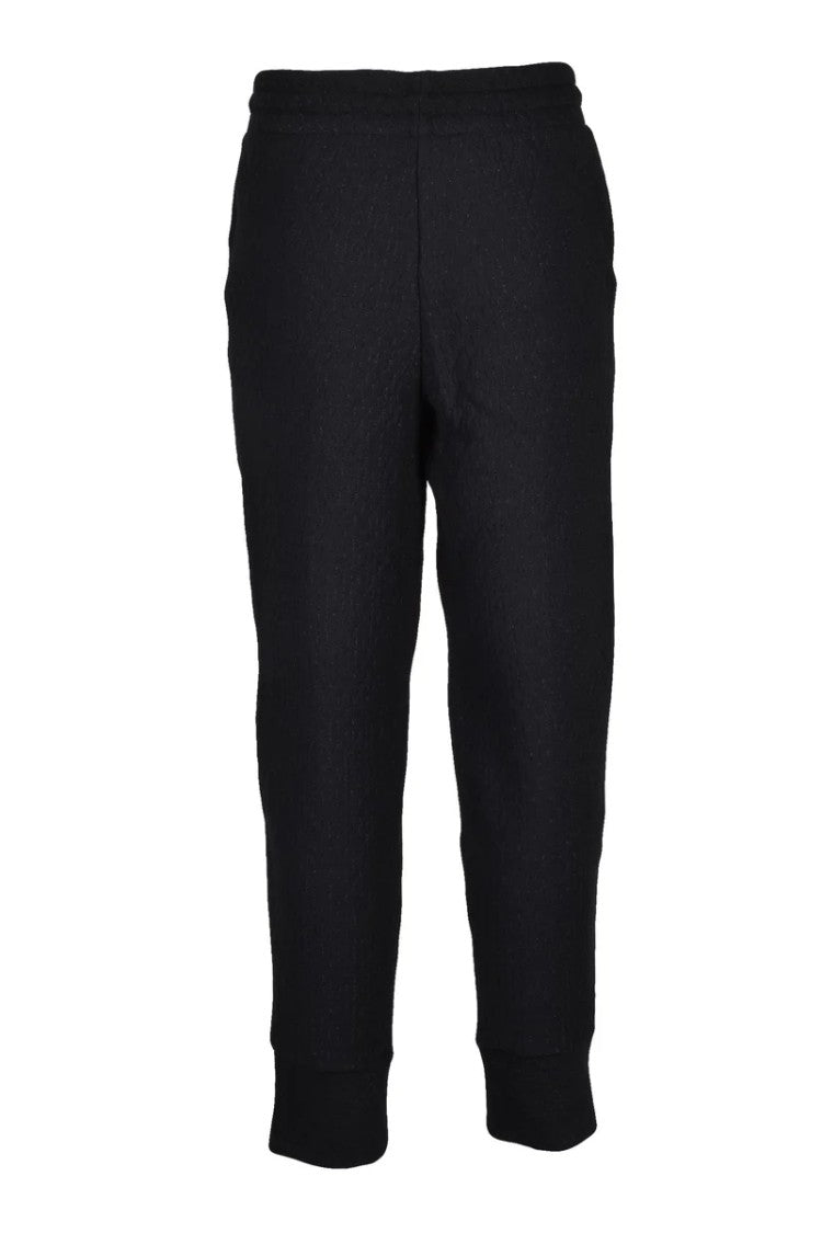 Armani Exchange Cropped Black Trousers With Quilted Texture And Adjustable Fit