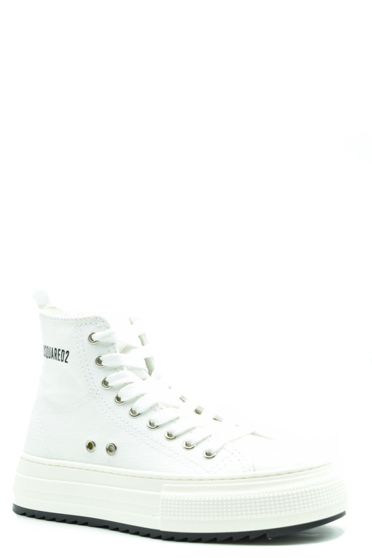 Dsquared2 White Fabric Lace-Up Sneakers