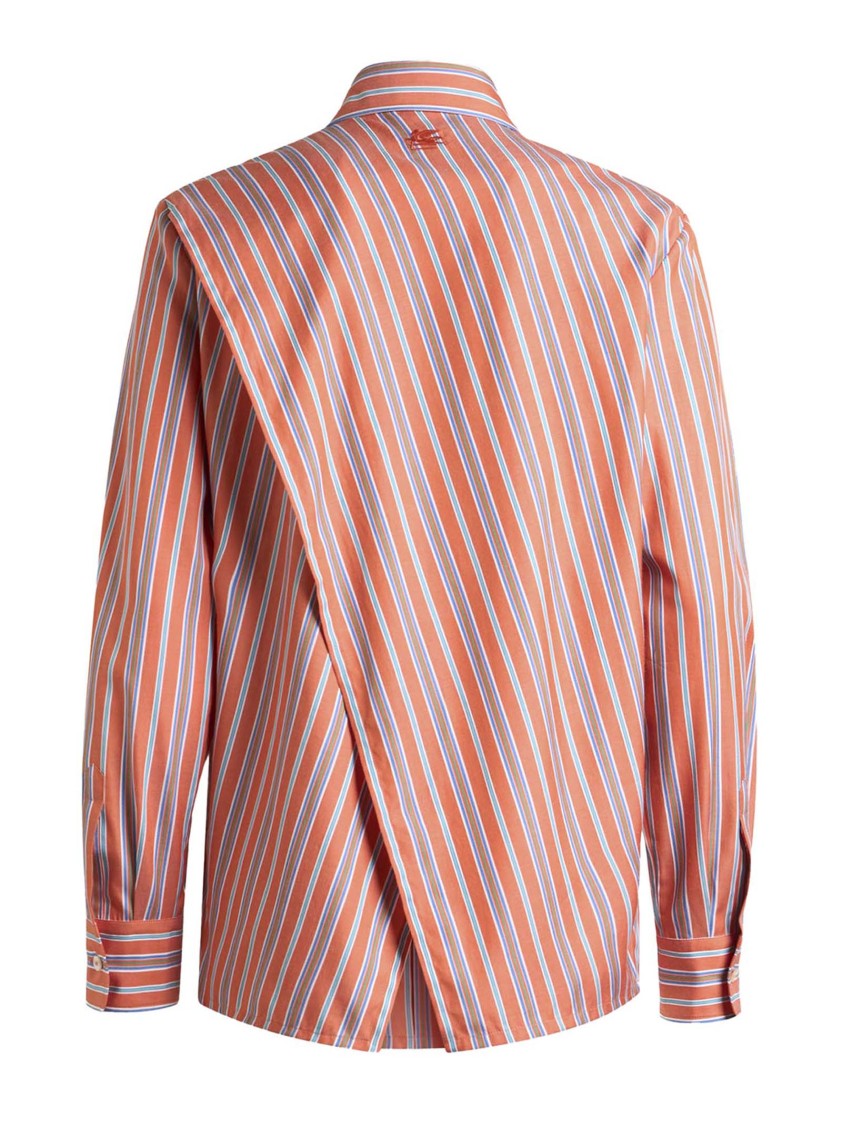 Etro Striped Cotton Shirt With Back Slit