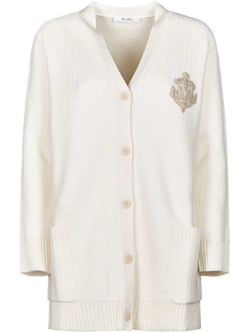 Max Mara Textured Knit Cardigan With V-Neckline And Button-Down Front