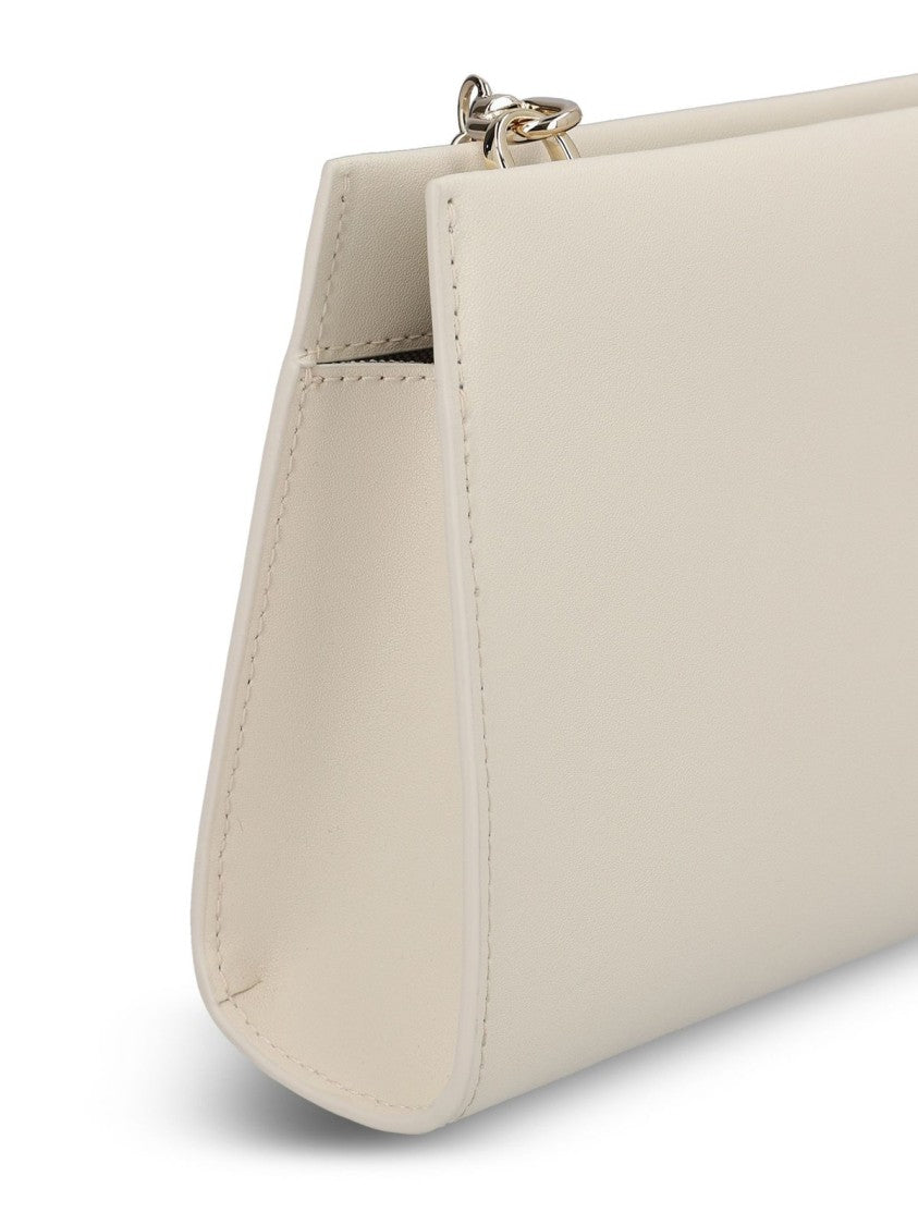 Furla Cream Minimalist Bag With Gold Chain Strap