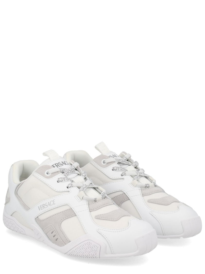 Versace White Galaxia Layered Calf Leather Sneakers