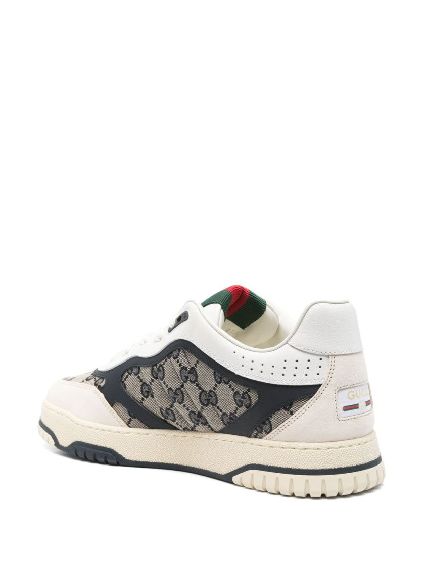 Gucci Lace-Up Flat Sneakers With Signature Monogram