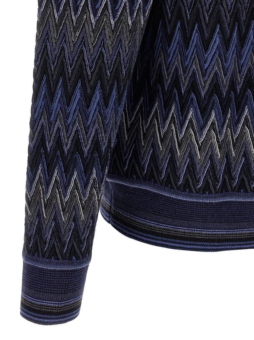 Missoni Zigzag Pattern Wool Sweater With Crew Neck