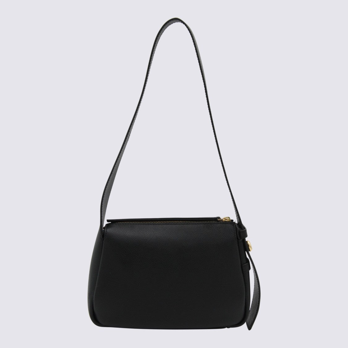 Tory Burch Smooth Textured Black Shoulder Bag With Fine Detailing