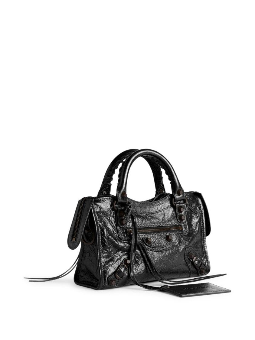 Balenciaga Black Textured Braided Leather Shoulder Bag