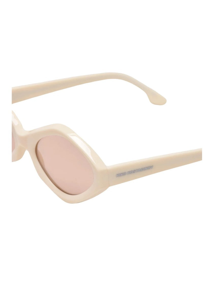 Kiko Kostadinov Beige Elongated Oval Acetate Sunglasses