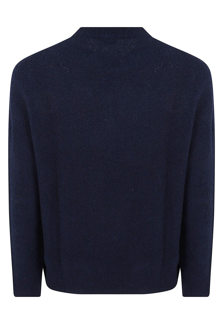 Ballantyne Crewneck Wool Sweater With Ribbed Details And Diamond Signature