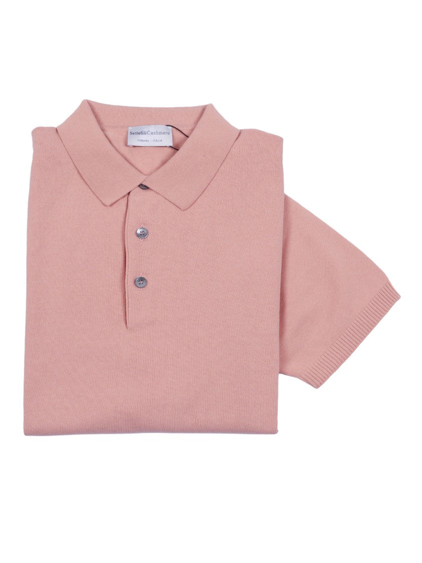 Sette Fili Cashmere Classic Short Sleeve Tubular Polo Shirt