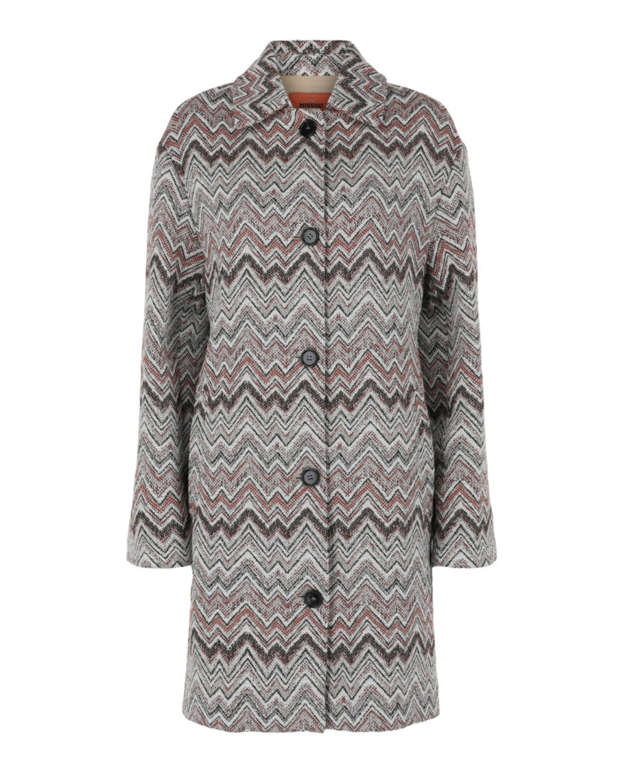 M Missoni Tweed Chevron-Pattern Coat