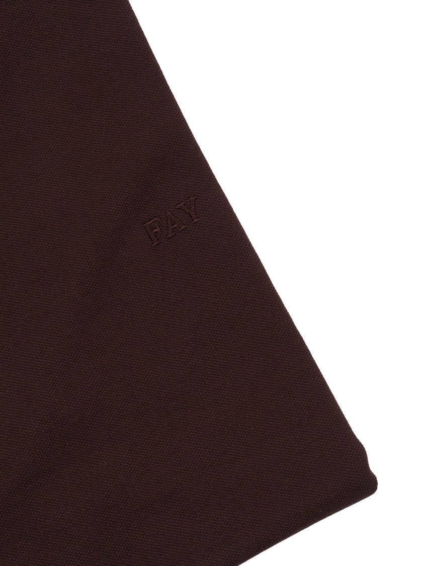 Fay Stretch Piquet Tonal Embroidery Polo Shirt