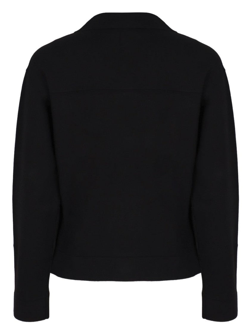 Max Mara Cropped Black Sweater With Classic Collar