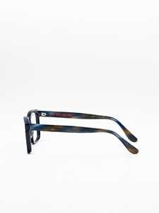 Moli@Limo Rectangular Blue Acetate Optical Frames With Dual Material Construction