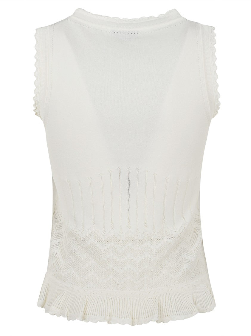Alexander Mcqueen Jersey Scalloped Knit Tank Top