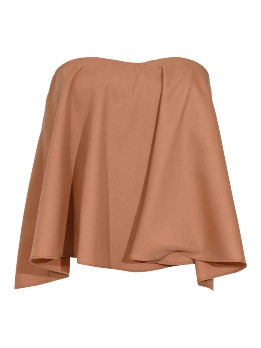 Twin-Set Structured Strapless Top With Flared Cape Silhouette