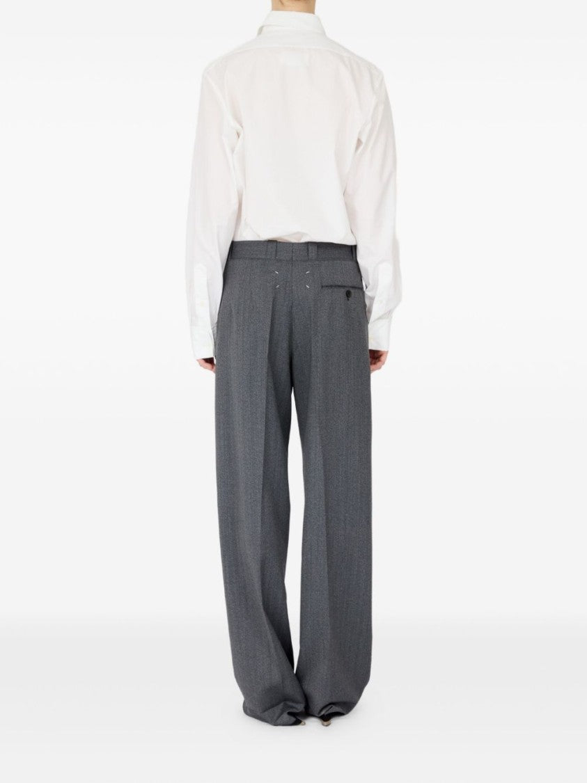 Maison Margiela Tailored Wide-Leg Gray Trousers With High Waist