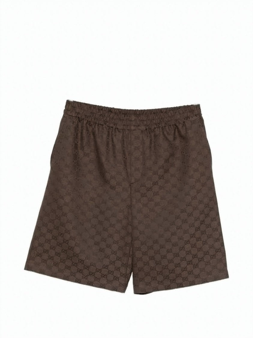Gucci Relaxed Fit Linen-Blend Shorts With Textured Finish
