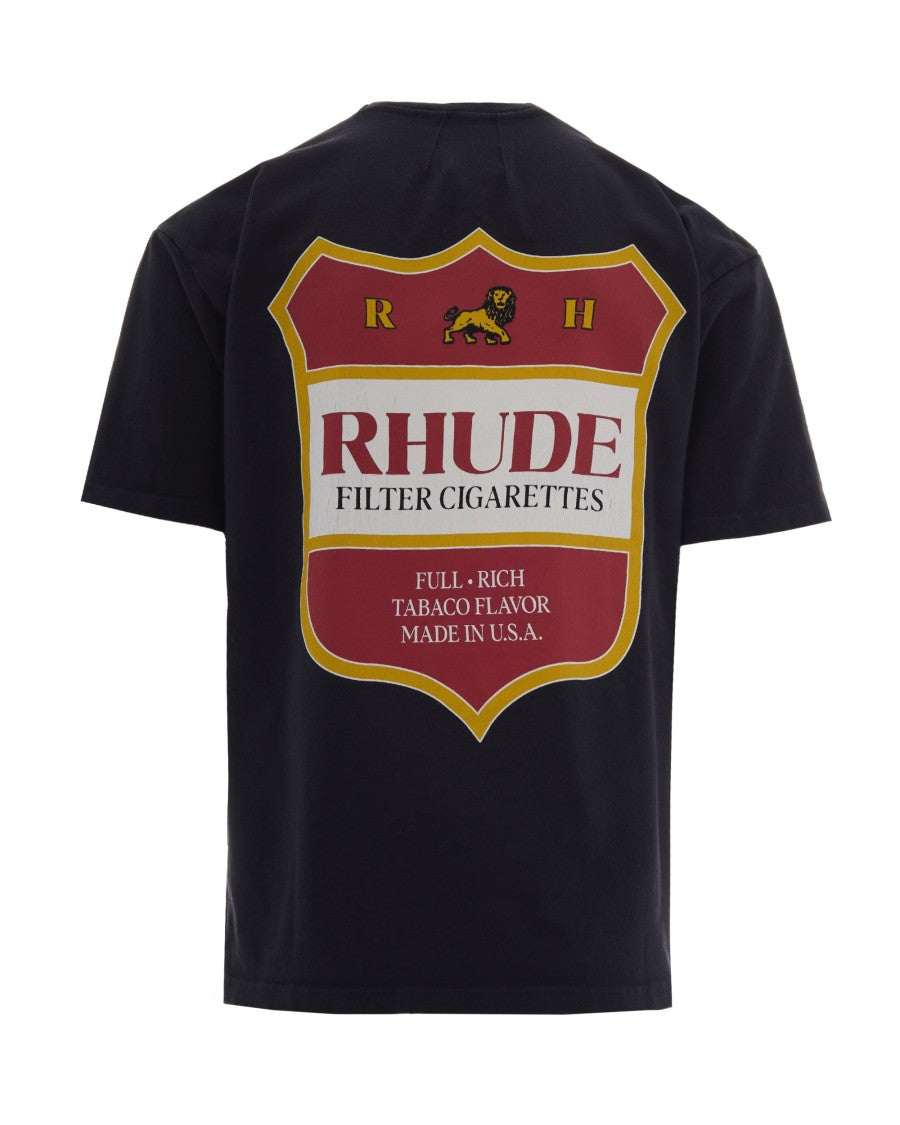 Rhude Washed Vintage Black Filtaro Crest Cotton T-Shirt