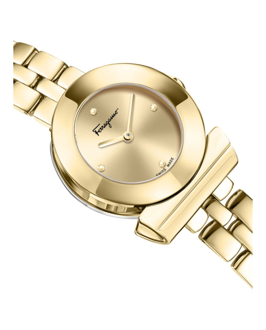 Ferragamo Gancino Bracelet Watch With Polished Gold Finish