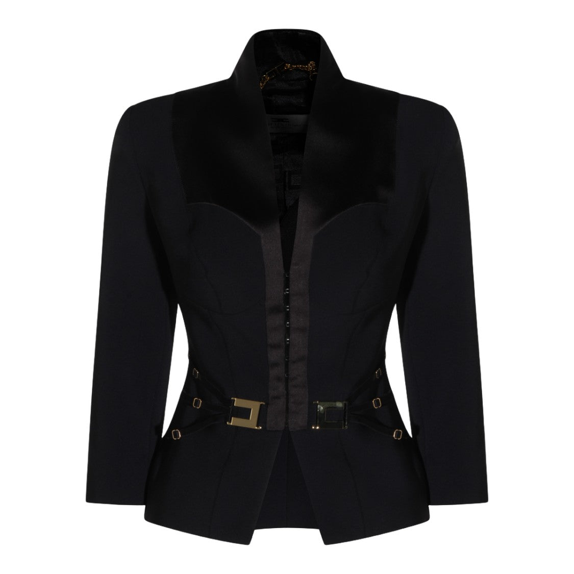 Elisabetta Franchi Tailored Black Jacket With Satin Lapels
