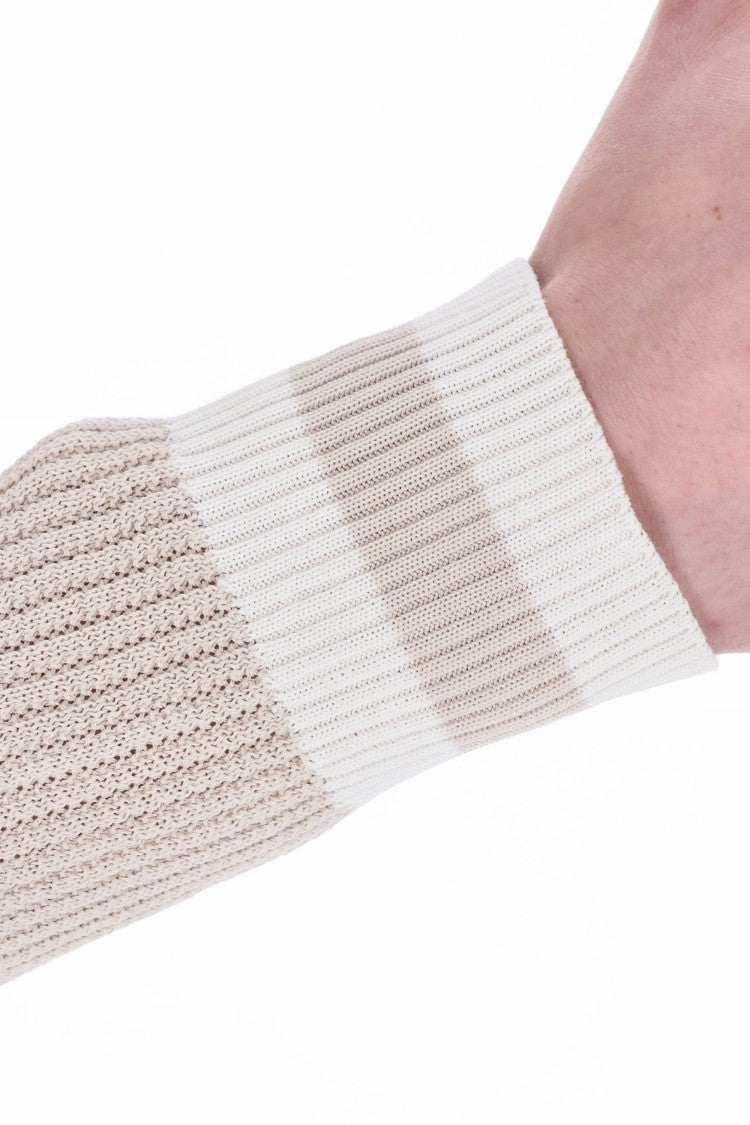 Eleventy V-Neck Cotton Sweater With Contrast Trim
