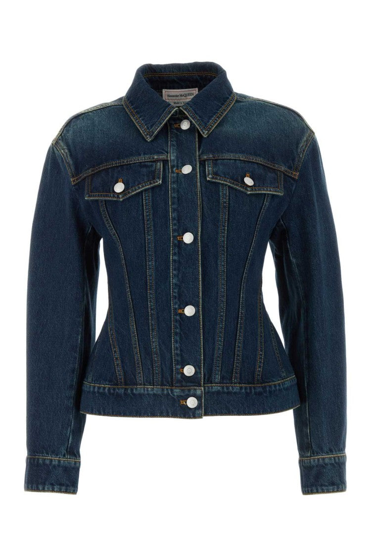 Alexander Mcqueen Fitted Deep Blue Denim Jacket