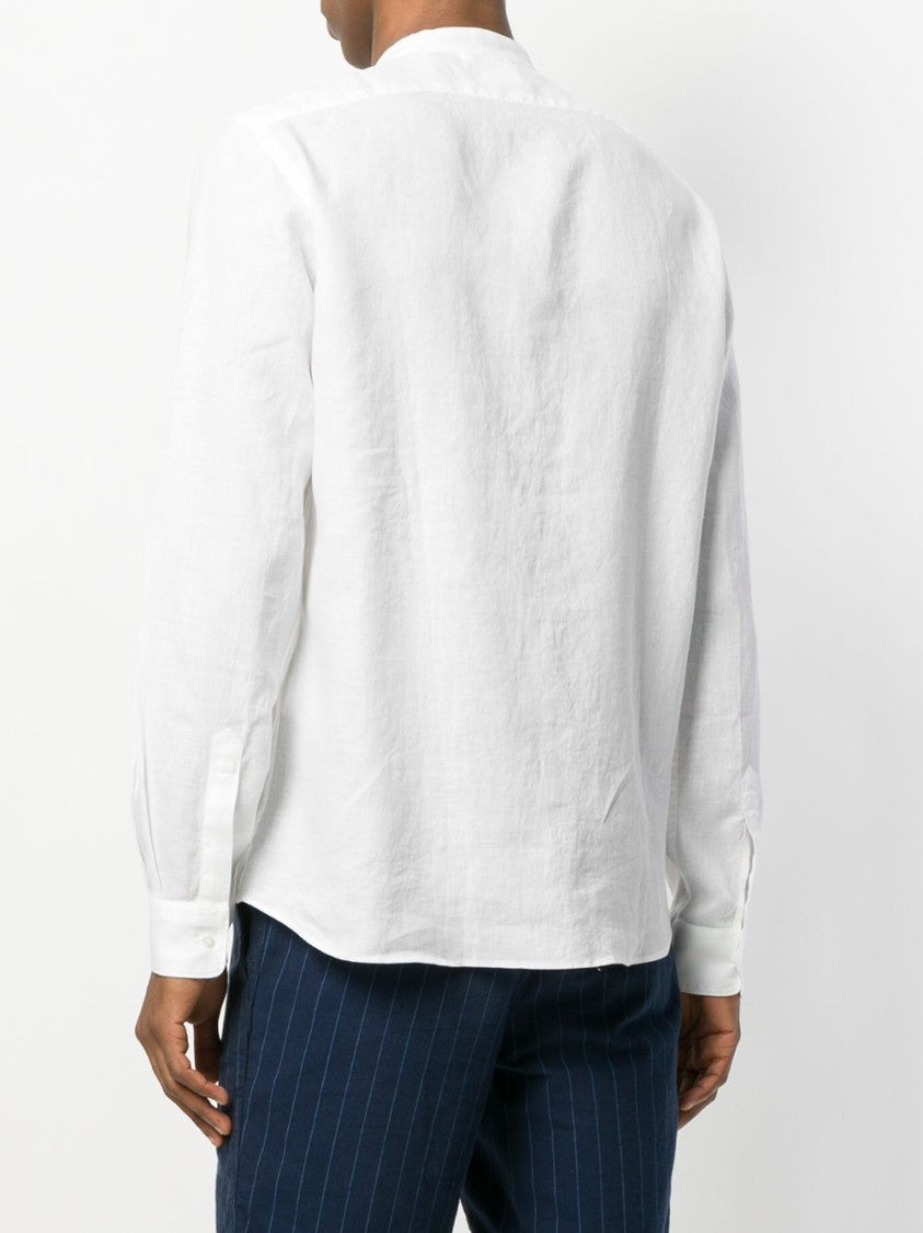 Aspesi Long-Sleeved White Shirt With Mandarin Collar