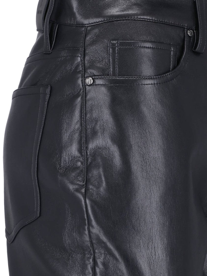 Anine Bing Slightly Flared Trousers With Glossy Black Finish