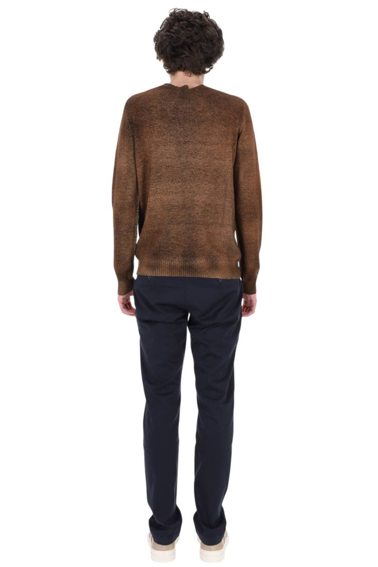 Avant Toi Brown Hand-Painted Cashmere Crewneck Sweater